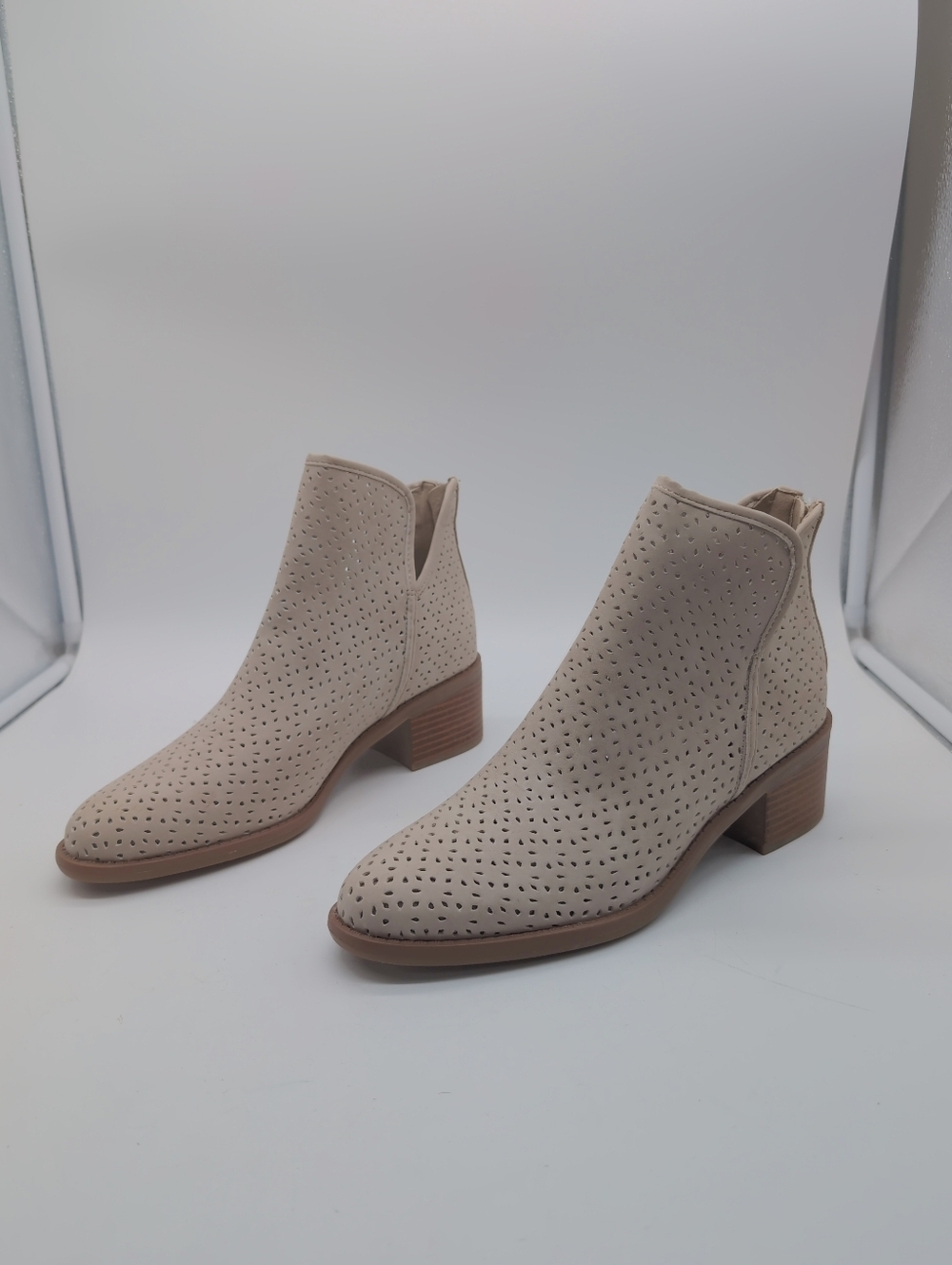 Union Bay Brielle Beige Perforated Ankle Boots - Women